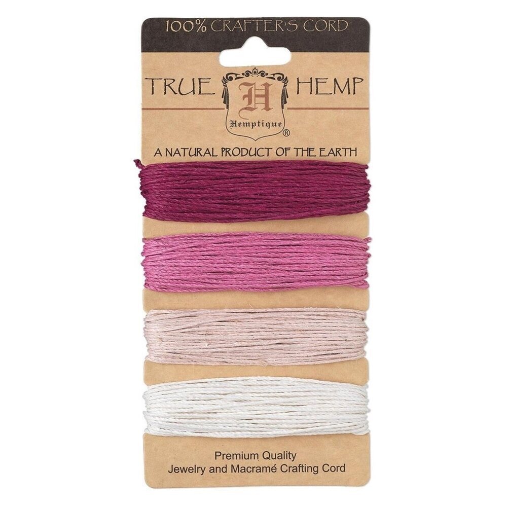 Organic Hemp Variety Pack Jewelry Craft Cord 4 Colors Shades of Pink with White